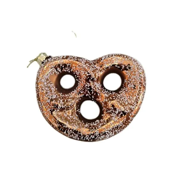 New Brown Glass Salted Pretzel Food Christmas Tree Ornament Decor Funny Gift - Picture 3 of 3